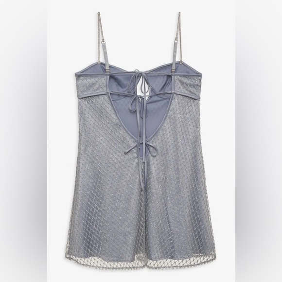 For Love & Lemons Glitter Slip Dress- Silver XL - Picture 6 of 6